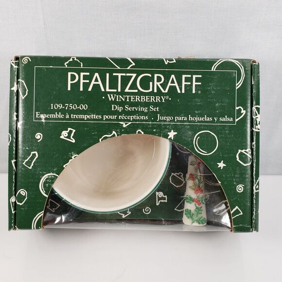 Pfaltzgraff Winterberry Dip Mix Set 4.5” Bowl Spreader in box USA NOS Christmas - Picture 2 of 14